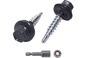 MARCOPOL Lot de 150 vis de toiture en métal, 4,8 x 25 mm, peintes auto-perceuses avec rondelles EPDM, vis hexagonale en tôle (150, gris anthracite) RAL 7016)