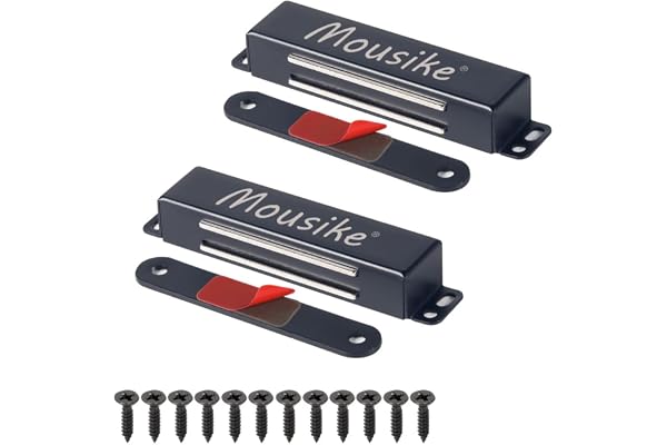 Mousike loquet de porte magnétique robuste 40KG aimants de porte en acier inoxydable avec magnétique puissant pour loquet de porte d'armoire de garde-robe de placard de cuisine(2 pièces noires)