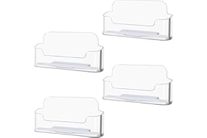 DMFLY Business Card Holder for Desk - Acrylic Business Card Holder Display Plastic Business Card Stand Desktop Business Card Holders for Exhibition, Home & Office, Fits 30-50 Business Cards (4Pack)