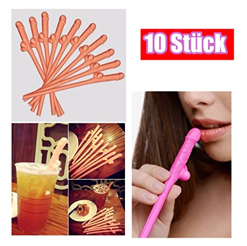 JUNGEN Penis Cocktail Strohhalme für den Junggesellenabschied und Spaßparty, ideal zum Junggesellinnenabschied 10 Stück - 3