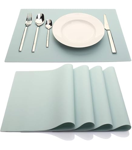 Webake Lot De 2 Sets De Table Silicone 40x30cm - Antidérapants Résistants à La Chaleur Gris Vert