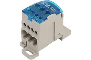 Walfront Boîte de Distribution Electrique 16mm² 80A Bornier Connecteur de Fil Electrique Boîte de Distribution de Bornier de Rail DIN, Vis, Nylon