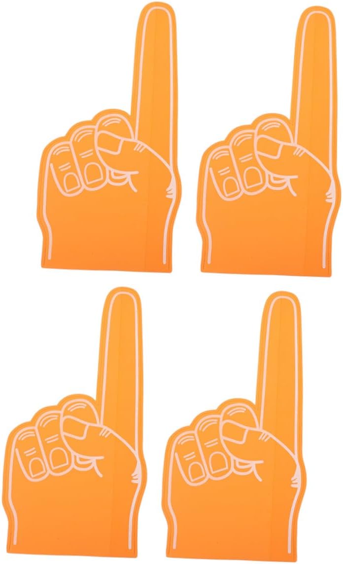DOITOOL Dedos de Espuma para Animación Deportiva, 4 Piezas Naranja, Diseño en Forma de Mano, Fáciles de Llevar y Portátiles para Eventos Deportivos y Conciertos