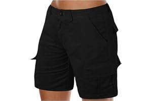 POIUIYQA Pantalones Cortos Cargo Mujer Hiking Shorts Ligeros Elasticos Trekking Pants de Trabajo Impermeable con Bolsillos