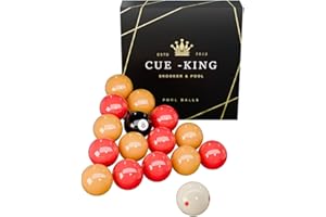 Cue-King Premium Pool Balls Complete Set Grade AA, 2” 16 Pool Ball Set with 1-7/8" Dotted Object Ball, Red and Yellow Pool Balls for Pool Table, Premium Quality