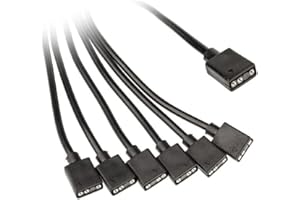 KOLINK ARGB Splitter - 1-6 Splitterkabel - 30 cm - A RGB Kabel PC - 1x ARGB 3-Pin Splitterkabel - 30cm - 6x 3-Pin Male-Male-Steckverbinder