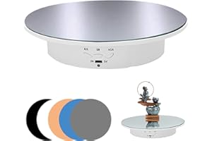 CDIYTOOL Soporte de exhibición motorizado, soporte de exhibición eléctrico de 90-180-360 grados, carga de 8 kg 7.87 pulgadas de diámetro con 5 fondos de PVC (blanco)