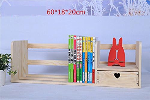 Freestanding Book Shelf / Desk Top Organization Wooden Table Little Bookshelf Desktop Wooden Shelving Rack B Pine 60 * 18 * 20cm