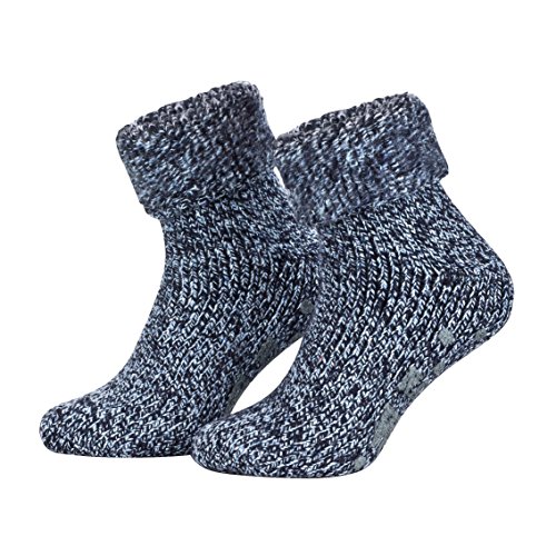 Piarini Par de calcetines mullidos - Ideales para invierno - Lana y ABS - Azul jaspeado - 39-42
