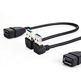 SuperSpeed USB 3.0 Male to Female Extension Data Cable Up and Down Angle 2PCS by Oxsubor(20CM,8IN)