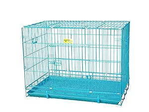 RvPaws Dog Cage Blue Imported 30 Inch Medium with Removable Tray for Dogs, Cats & Rabbits