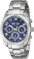 So & Co New York Madison Men's Quartz Watch with Blue Dial Analogue Display and Silver Stainless Steel Bracelet 5009.2