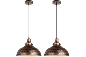 iDEGU 2 pezzi Lampade a sospensione industriale, lampadario plafoniera vintage E27 retrò lampada da soffitto in metallo per cucina, sala da pranzo, salone, ristorante, diametro 29 cm (bronzo)