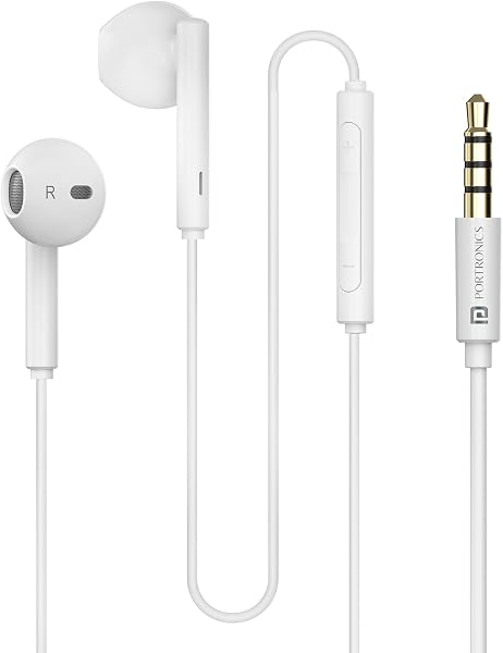 Portronics Conch Theta A in Ear 3.5mm Wired Earphones with In Line HD Mic, Powerful Audio, 14.2mm Dynamic Driver, Unique Earbuds Design, TPE Anti Tangle Wire,In