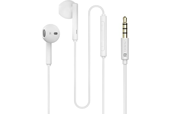 Portronics Conch Theta A in Ear 3.5mm Wired Earphones with In Line HD Mic, Powerful Audio, 14.2mm Dynamic Driver, Unique Earb