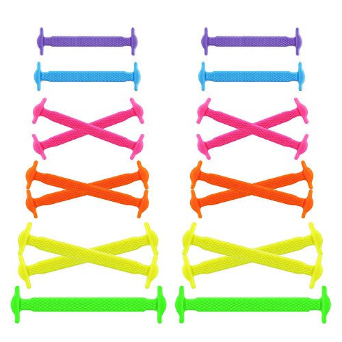 Joyshare sin Corbata Cordones de Zapatos para niños y Adultos Impermeables Cordones de Zapatos de Atletismo atlética de Silicona elástico Plano Zapatos del Tablero Sneaker Boots (Mix Color)