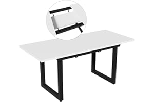 ‎DRIXNO DRIXNO Esstisch Küchentisch Ausziehbar 140/180x80cm, Industriestil Esszimmertisch Tisch Küche Dining Table Kitchen, Kaffee-Freizeittisch, Moderner Einfacher Esstisch aus Eisen, Weiß+Schwarz