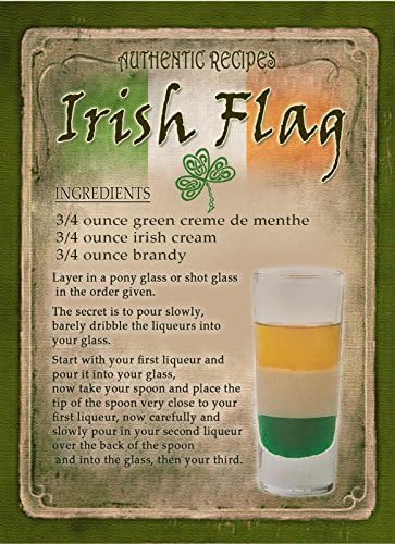 COCKTAIL " IRISH FLAG " STUNNING METAL 8"X6" SIGN NEW