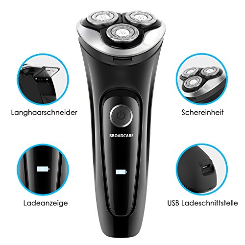 BROADCARE Elektrischer Rotationsrasierer USB Aufladen Wasserdicht Rasierer - 2