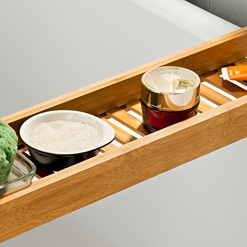 SoBuy® 70cm Lang- Schöne Badewannenablage aus hochwertigem Bambus, Badewannenbrett,Badewannenauflage FRG18 - 4