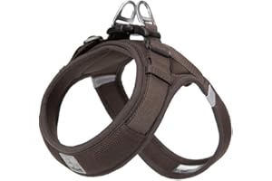 WINHYEPET Truelove Dog Harness Soft Mesh Reflective Breathable Step-In Dog Harness,Easy Adjustment Harness with Safety Buckle for Extra Small and Small Dogs, Vest Harness TLH3013(Brown,S)
