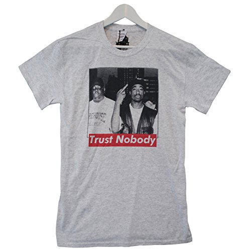 Actual Fact Biggie Tupac 2pac Trust Nobody Gris Moteado Hip Hop Camiseta Con Cuello Redondo Camiseta - algodón, gris, 100% algodón, Hombre, Medium, Gris