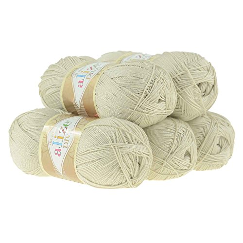 5 x 100g Strickgarn ALIZE DIVA, Farbe 383 hellbeige