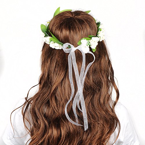 Often® Blumenkranz Blumenstirnband Blumenkrone Haarkranz Garland Halo mit Floral-Handgelenk-Band Hochzeit Festival Braut