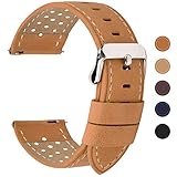 Fullmosa 6 Farben für Uhrenarmband mit Schnellverschluss, Breeze Serie Leder Ersatzband geeignet für Armbanduhr Herren&Damen,20mm Orange-Braun