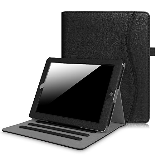 Fintie iPad 2 / 3 / 4 Hülle - [Eckenschutz] Multi-Winkel Betrachtung Folio Stand Schutzhülle Cover Case Tasche mit Dokumentschlitze, Standfunktion, Auto Wake / Sleep für Apple iPad 2 / iPad 3 / iPad 4 Retina Tablet, Schwarz