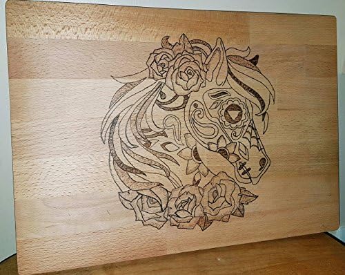 Candy Skull Horse Head Chopping Board with a Glass Top