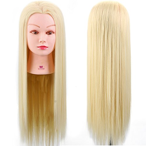 Neverland Beauty 22 Inch 100% Synthetic Hair Hairdressing Cosmetology Training Head Blonde Mannequin Head Hairdresser Training Head with Clamp for College and Professional Use #613