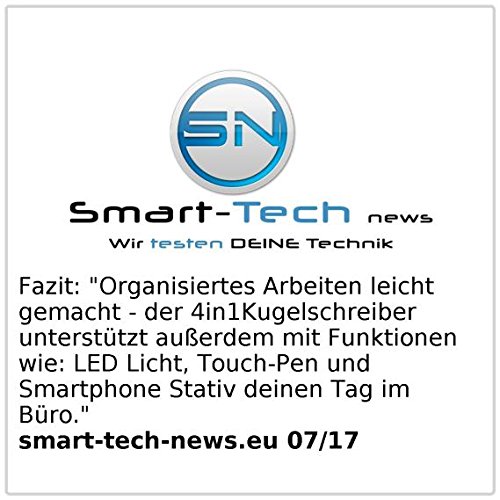 PEARL 4in1-Kugelschreiber mit LED-Lampe, Touchpen und Handy-Ständer, 5er-Set - 6