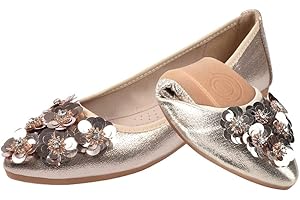 Aoikoy Zapatos Planos de Ballet para Mujer, Plegables, Informales, Brillantes, con Diamantes de imitación, Zapatos de Bailarina cómodos para Caminar