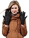 Produktbild YISEVEN Damen Shearling Winterhandschuhe mit Warm Gefüttert Winter Lammfell Leder Autofahrer Handschuhe, Schwarz S