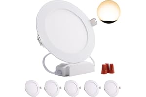 ‎GREENCLICK Greenclick 5er LED Einbaustrahler 230V, 9W 720LM Deckenspots Spotlight Dimmbar, 11mm Ultra Flach Einbauleuchten mit Trafo IP44 LED Spots Lampe für Badezimmer Küche Wohnzimmer Warmweiß 3000K Rund Panel