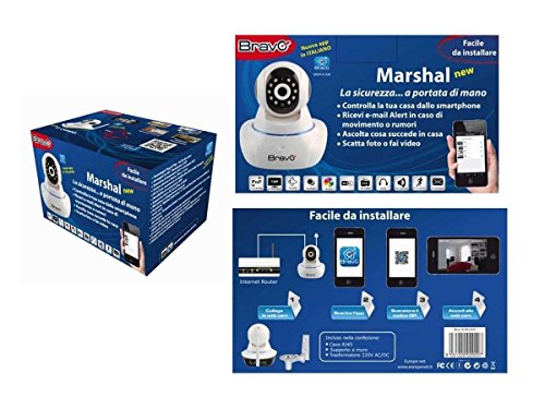 TELECAMERA VIDEOSORVEGLIANZA IP BRAVO da interno connessione lan e wifi sensori infrarossi immagini alta qualitÃ  per pc e smartphone