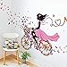 Produktbild Ouken Natur Serie SN049 Blume Schmetterling Girl auf Dem Fahrrad Abnehmbare Vinyl DIY Kunst Wandbild Sticker Aufkleber Wandtattoo für Wohnzimmer/Schlafzimmer 28" H X 55" W