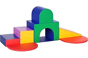 HOMCOM 7 Pieces Foam Soft Play Set Kids Indoor Climbers Play Structures Toddler Educational Play