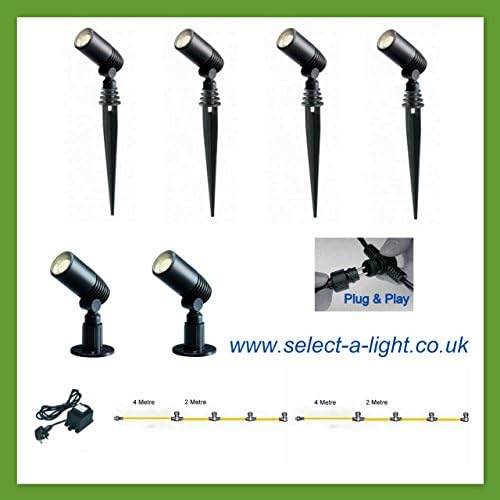 Techmar Miniture Garden Spot Lights (6 SET) ECO-ALDER Plug &amp; Play System = 20 metre Single Leg