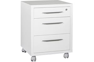 Composad | Cassettiera della Linea Disegno con 3 Cassetti e Ruote, Cassettiera Ufficio sotto Scrivania, (LxAxP) 48,60x63,10x45,20 cm, Colore Bianco Laccato, Made in Italy