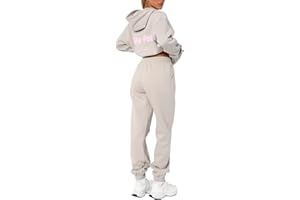 GENERIC White Fox Dupe Hoodie Tracksuit Womens Leisure Suits Ladies 2 Piece Warm Outfit Full Set Activewear Gym Wear Jogger Track Suits Womens Clothes