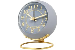 BYNYXI Tischwecker Analog, 11.5cm Kleine Schreibtischuhr mit Nachtlampe Wecker Retro Tischuhr Lauter Wecker Nachttischuhr Standuhr klein Modern Leise Wanduhren Tischuhr für Schlafzimmer Wohnzimmer Küche