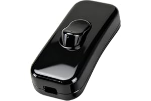 Powice Przełącznik Pośredni Sznurkowy 230 V, Kablowy, Do 2- i 3-Żyłowych Kabli Zasilających i Małych Urządzeń lub Dźwigienkowy, Czarny