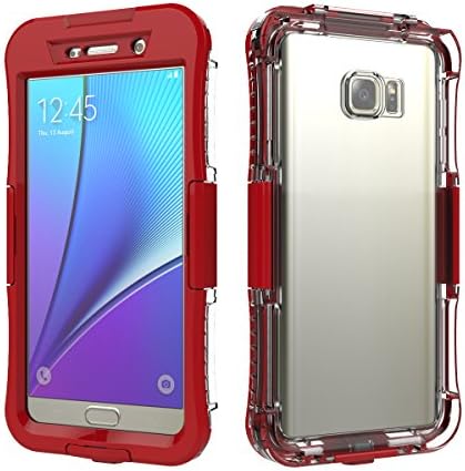 Samsung Galaxy Note 5 Waterproof Case, Skitic Full Body Full-Sealed Water Resistant Cover Armour Rugged Underwater Protective Case with Sensitive Touchscreen Watertight Rainproof Bumper for Smartphone Samsung Galaxy Note 5 - Red