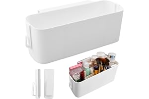 Anseom Hanging Bed Organiser, Storage Basket, Dormitory Bed Hanging with 2 Removable Hooks for Books and Magazines, Toy Mobile Phone Headset, White