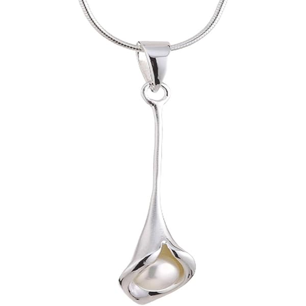 Ciondolo Tulipano Con Perla Vinani: Eleganza Senza Tempo In Argento Sterling 925. Design Opaco E Lucido Con Catenina Italiana Inclusa. Un Gioiello Prezioso, Anallergico E Fatto In Germania. - 2