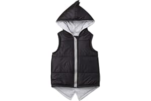 Carolilly Blouson Dinosaure sans Manches Hiver Enfant Bébé Garçon/Fille Doudoune Gilet à Capuche Chaud Zippé (6M-5Ans)