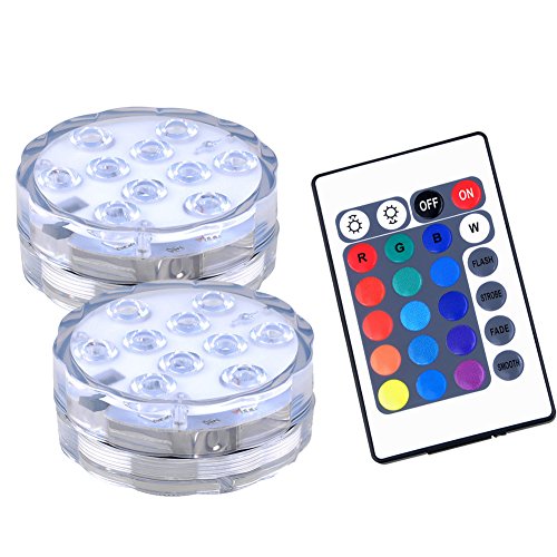 2st RGB unterwasser Lampe LED mit Fernbedienung tragbar Baterriebetrieben LED Beleuchtung unterwasserleuchte für Badwanne Swimmpool Teichbecke Terrasse Garten Flur Aquarium Fisch Party Beleuchtung