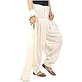Prabha creations Women's Loose fit Cotton semi Patiyala Salwar White